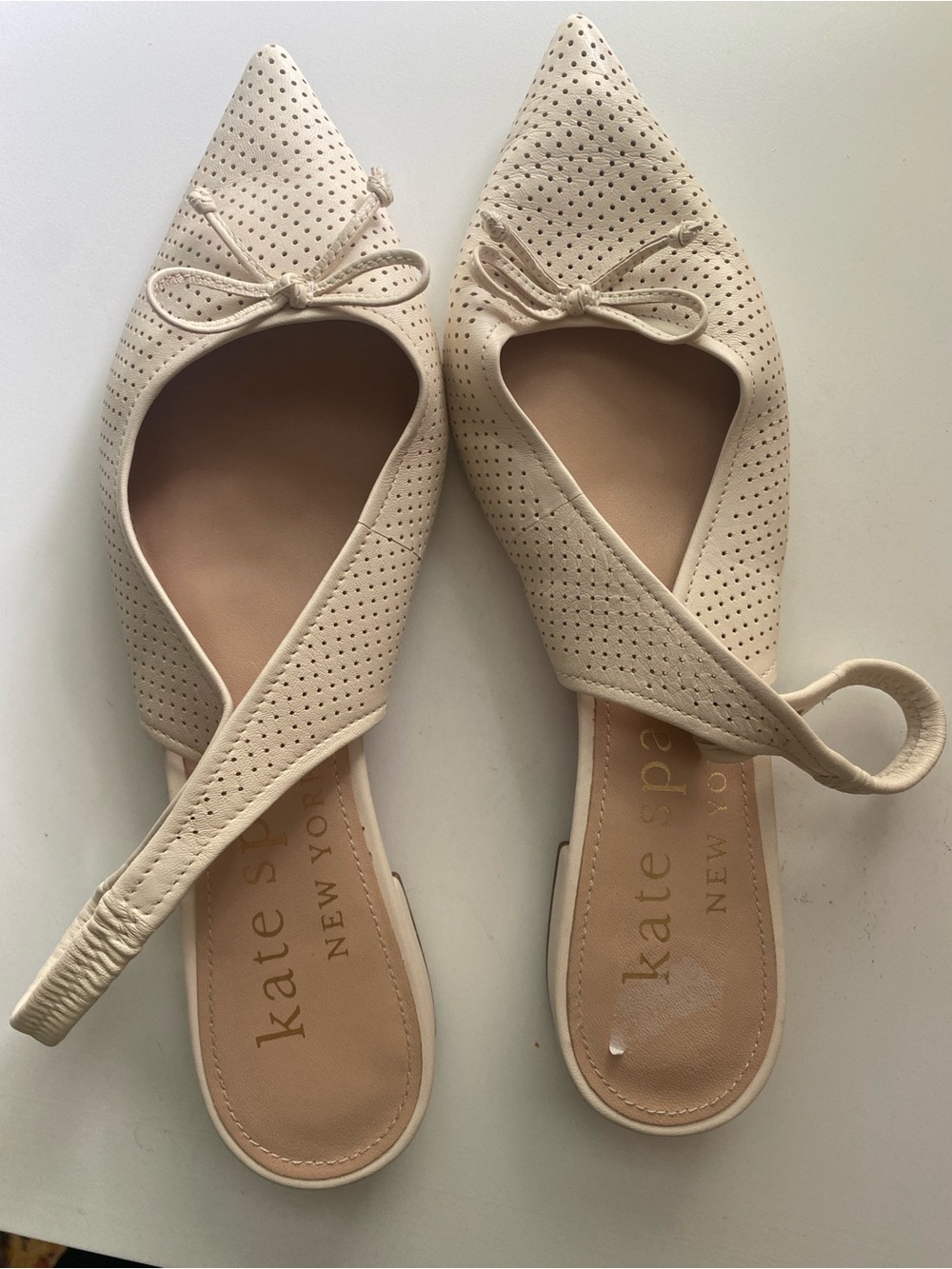 Kate Spade Perforated Pointed-Toe Slingback Flats / Size 7.5 / VGUC